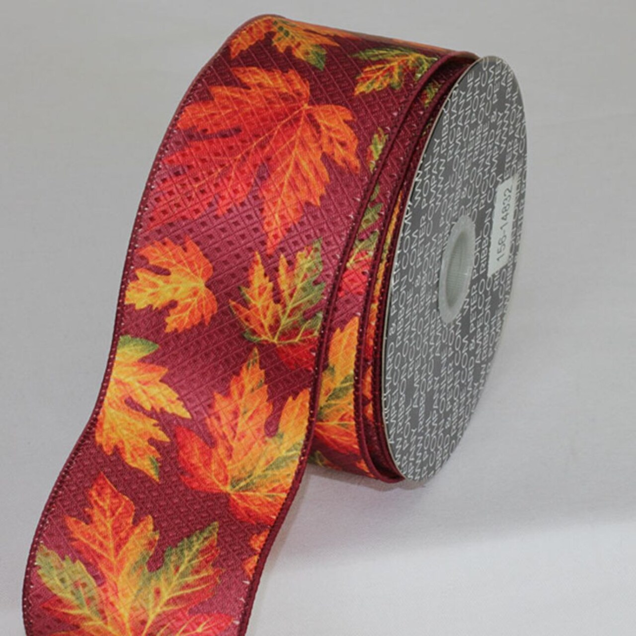 The Ribbon People Burgundy Red and Orange Acorn Leaf Wired Craft Ribbon 2.5" x 20 Yards